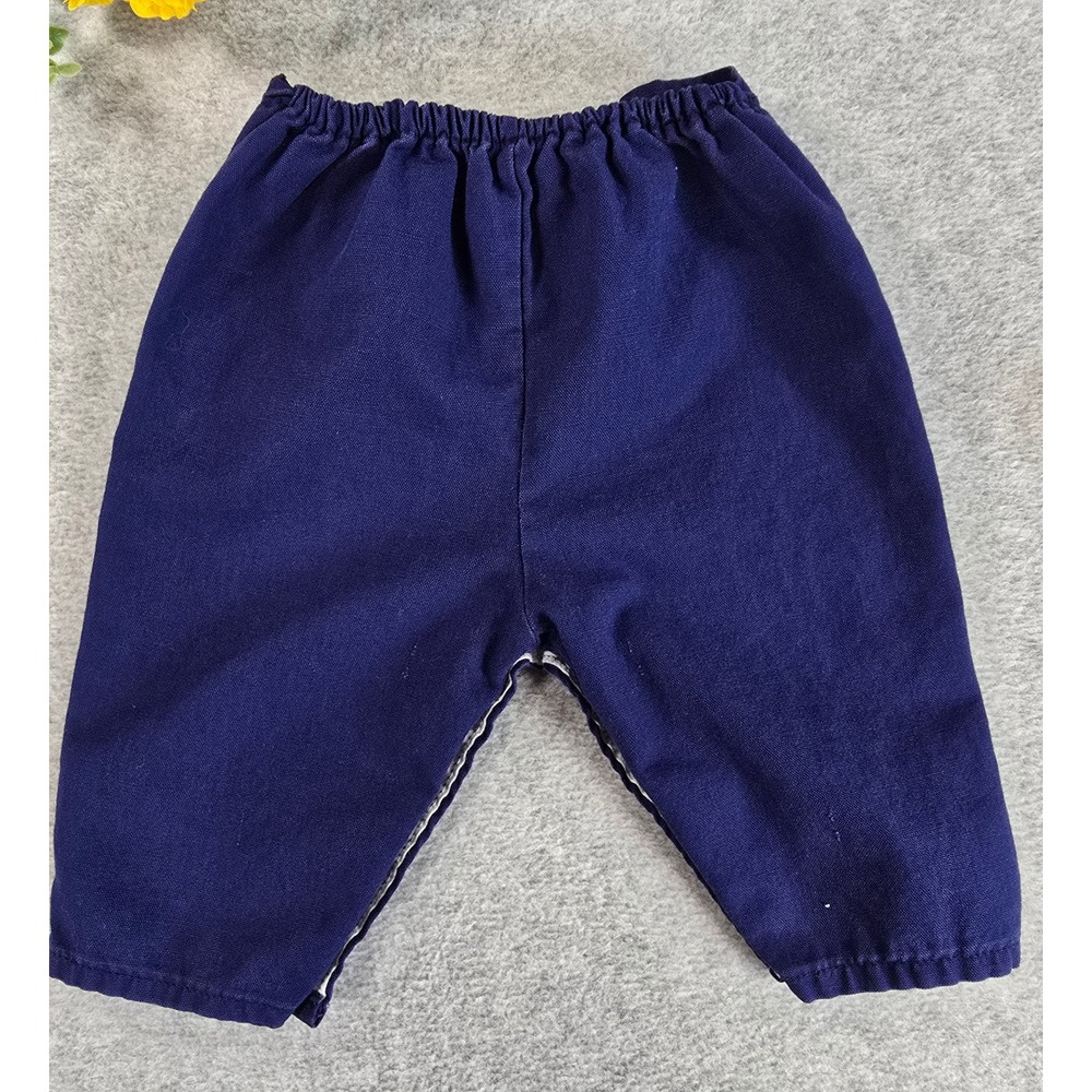 Vintage 70s Baby Boy Red Cardigan Navy Blue Pants Set Sport Football Detail 6-9m - Picture 15 of 16